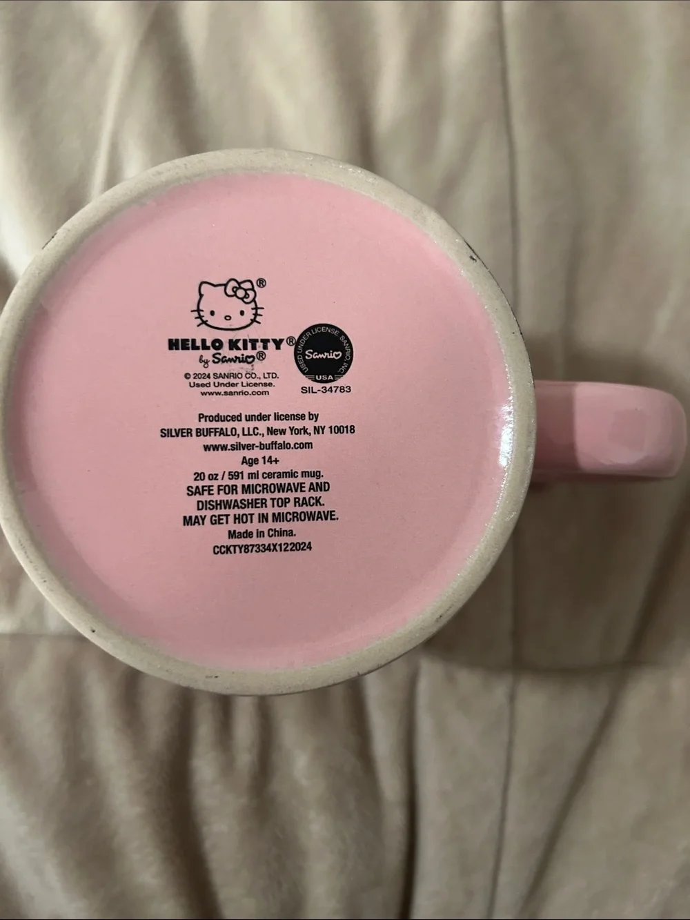 Pink Hello Kitty Red Bow Mug 20oz Sanrio